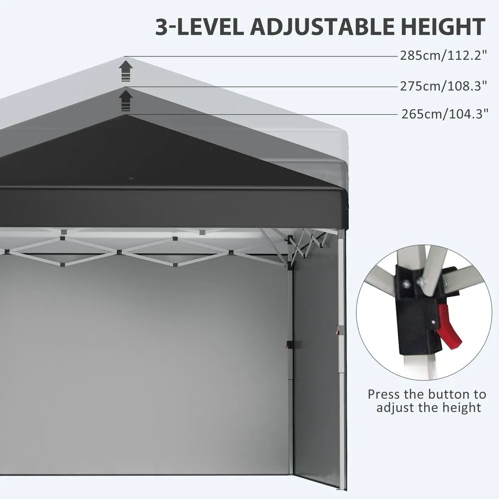 OUTSUNNY 3x3 (M) Pop Up Gazebo Party Tent w/ 2 Sidewalls, Weight Bags in Black 6