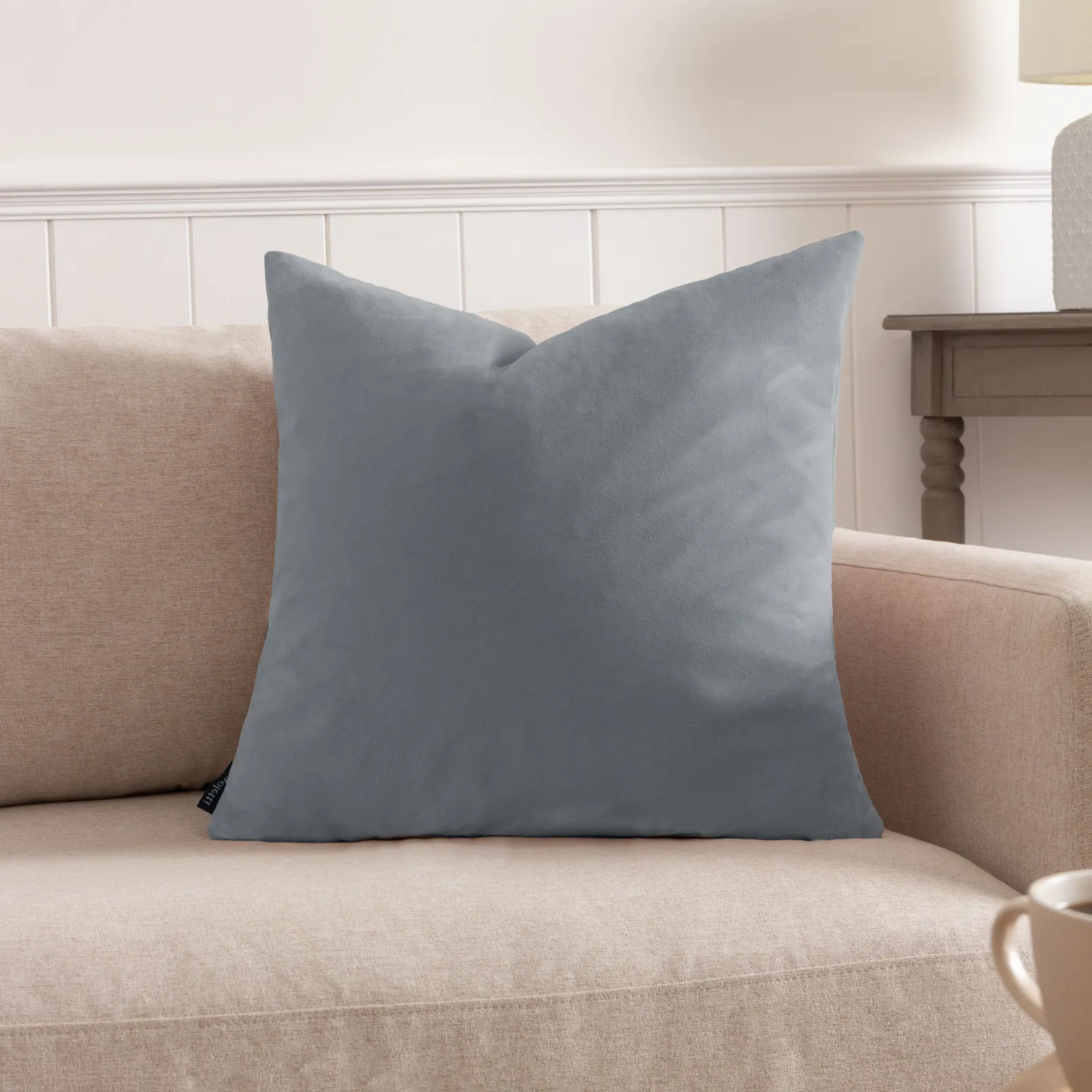 Paoletti Sunningdale Plain Velvet Cushion in Silver