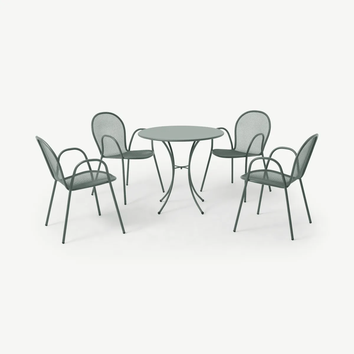 Emu 4 Seat Round Garden Dining Set, Dark Green Powder-Coated Steel