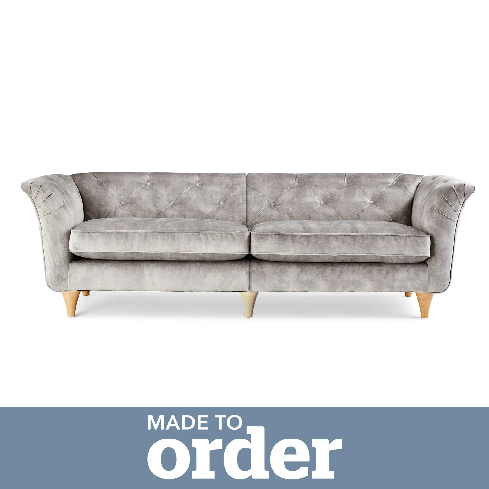 Jaipur 4 Seater Sofa Slub Velvet Grey