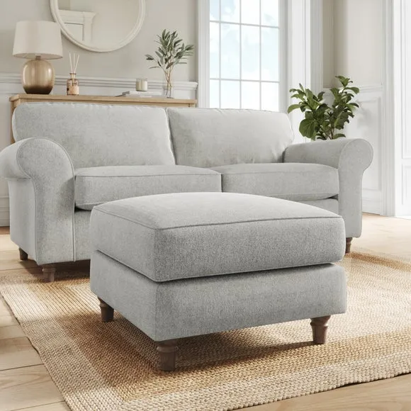 Flori Soft Chenille Footstool 1