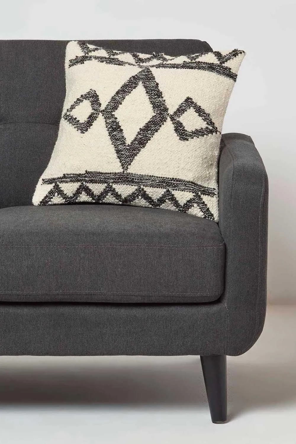 Homescapes Koba Handwoven Traditional Black & Cream Cushion 2