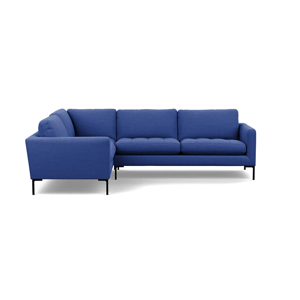 Heal's Eton Left Hand Facing Corner Sofa Brushed Cotton Cobalt Black Feet
