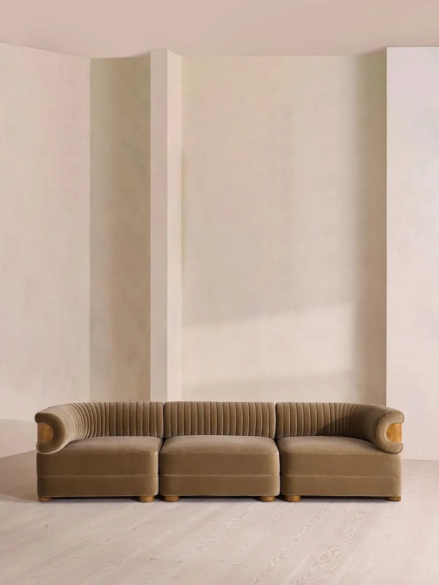 Caleb Modular Sofa, Four Seater, Velvet, Truffle, Dark Burl