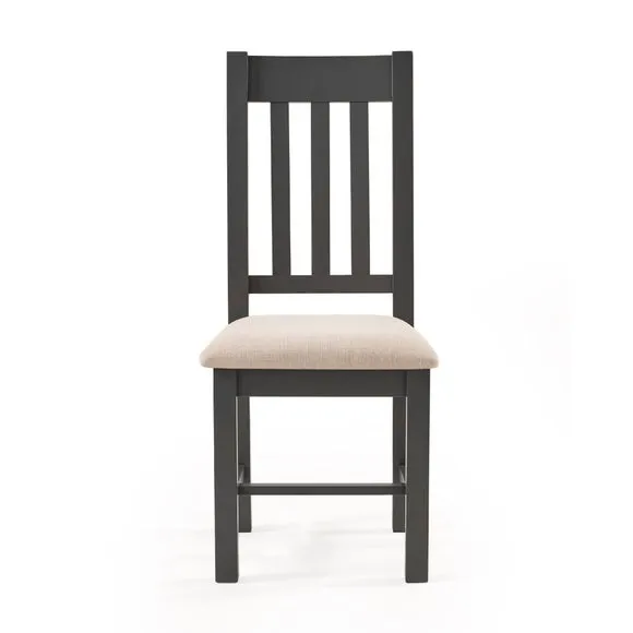 Bordeaux Set of 2 Dining Chairs, Dark Grey Faux Linen 4