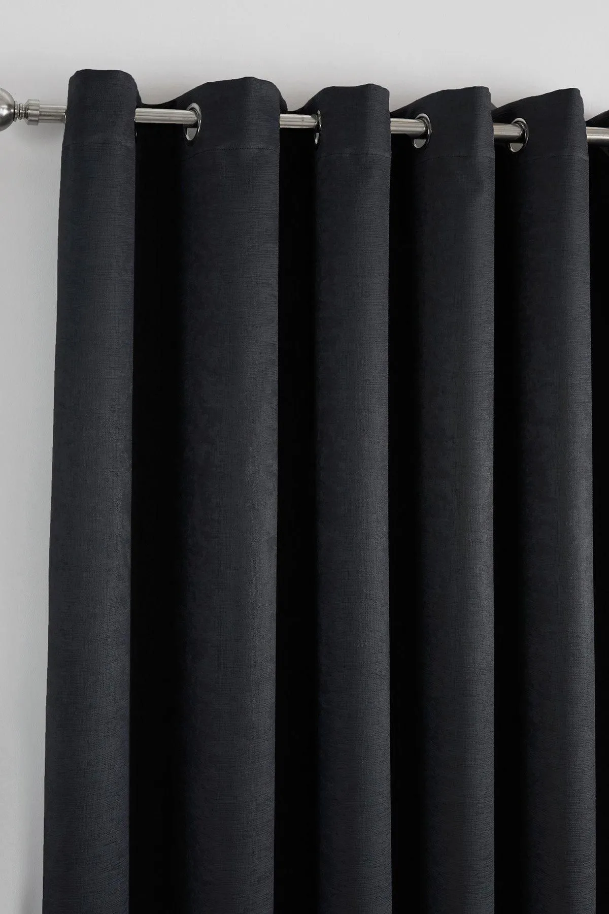 Fusion 'Strata' Triple-Woven Dimout Eyelet Curtains in Black 3