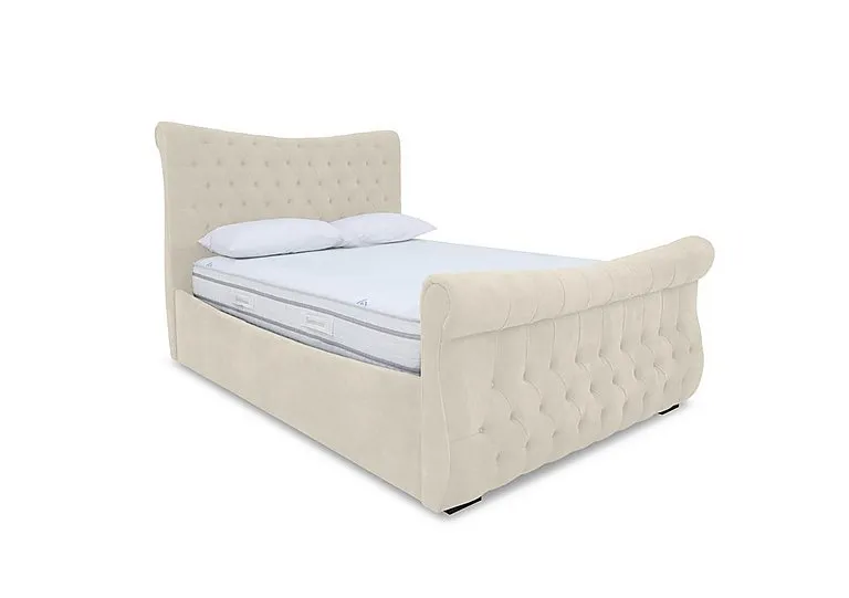 Lance Right Hand Side Opening Ottoman Bed Frame - Small Double - Plush Ecru