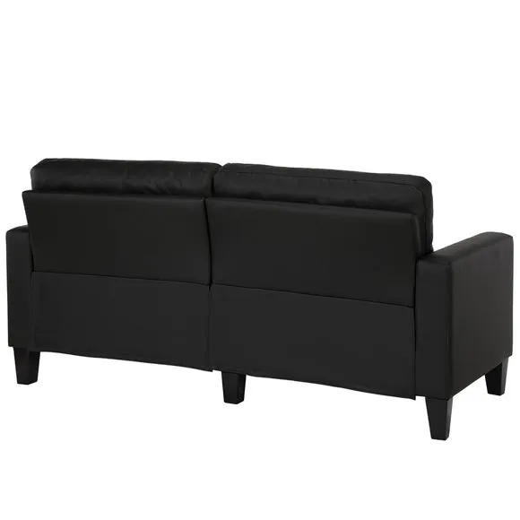 Rylie Faux Leather Sofa, Black 4