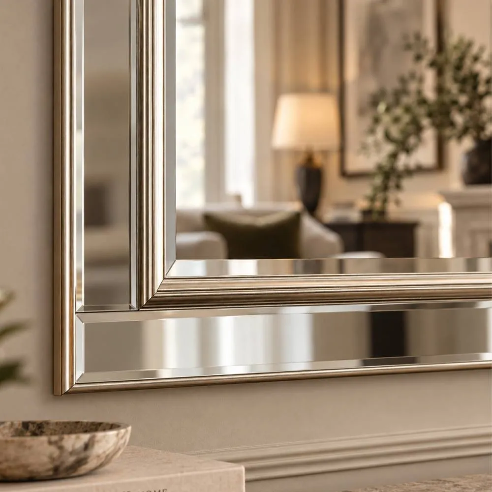 Yearn Mirrors Champagne framed bevelled mirror 90.5x65cm in Silver 4