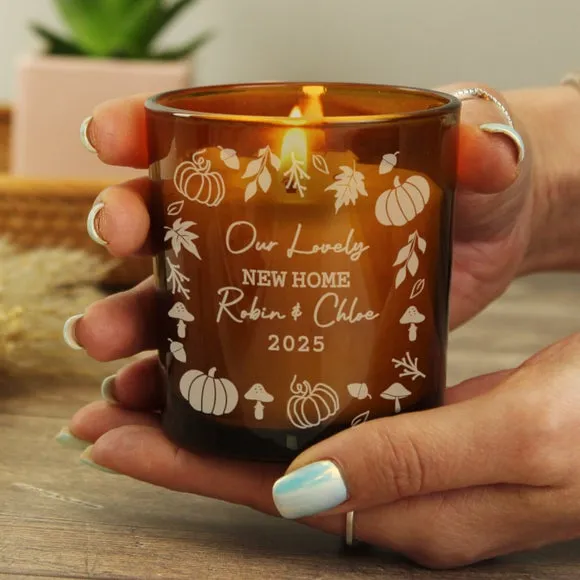 Personalised Pumpkin Border Glass Candle 3