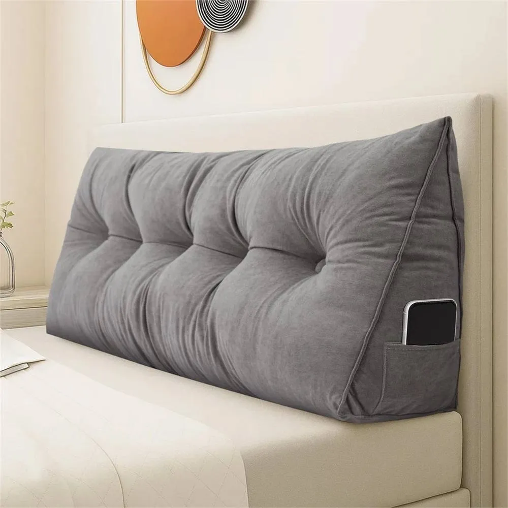 Kelvenix 2M grey Triangular Lumbar Support Pillow Soft Backrest Cushion Bolster