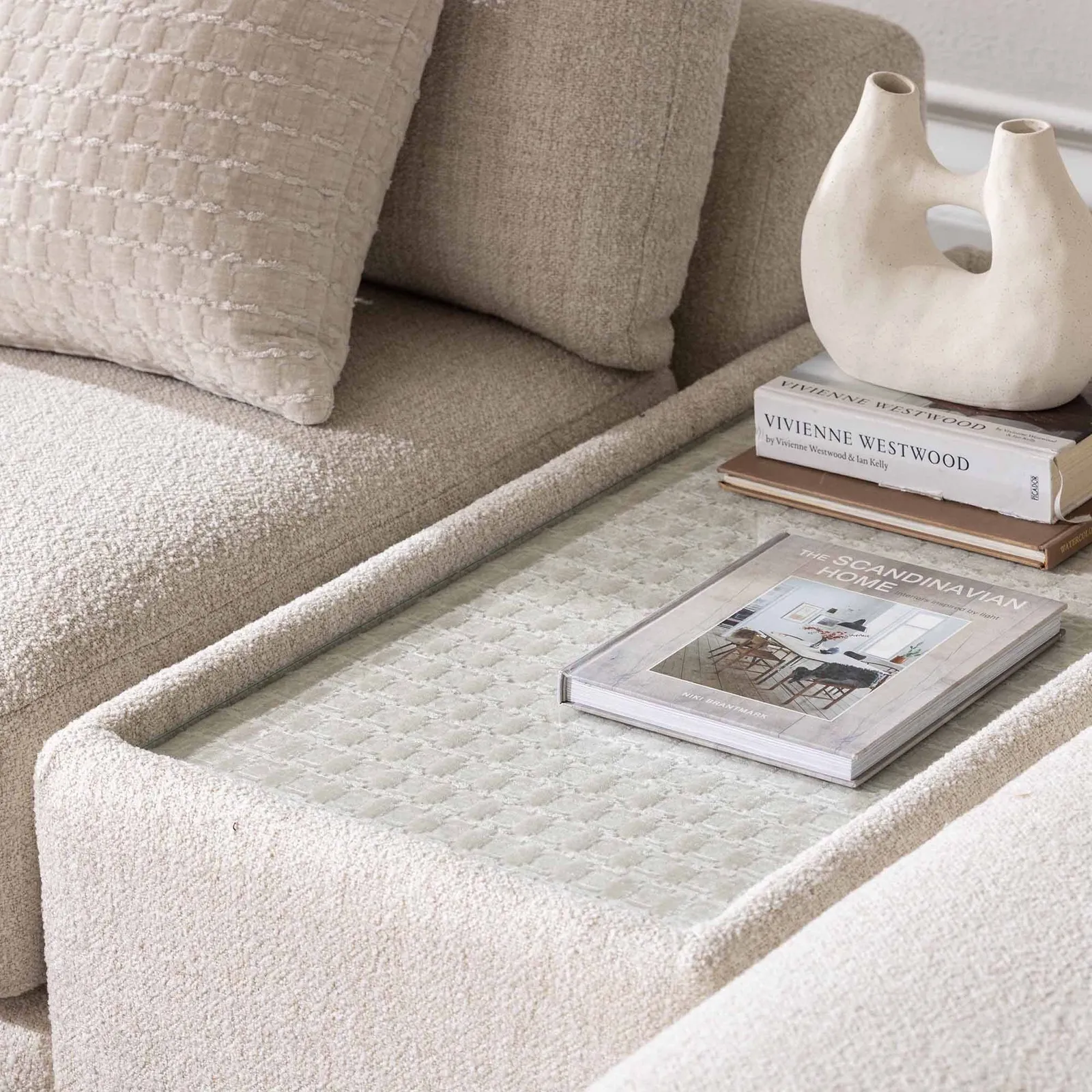 Lomax Lhf Large Chaise Corner Modular Sofa With Table, Neutral Fabric | Barker & Stonehouse 5