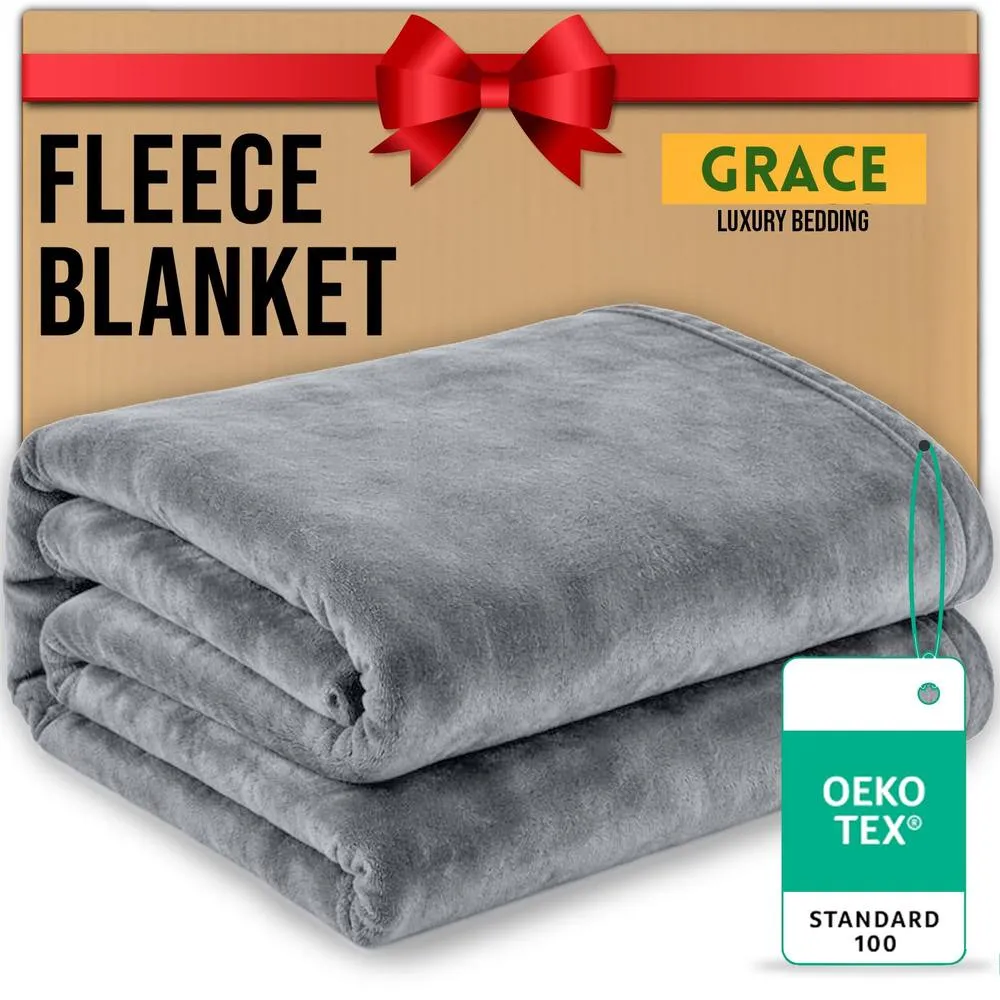 Grace Lazzaro Flannel Fleece Ultrasoft Throw Blankets in Silver
