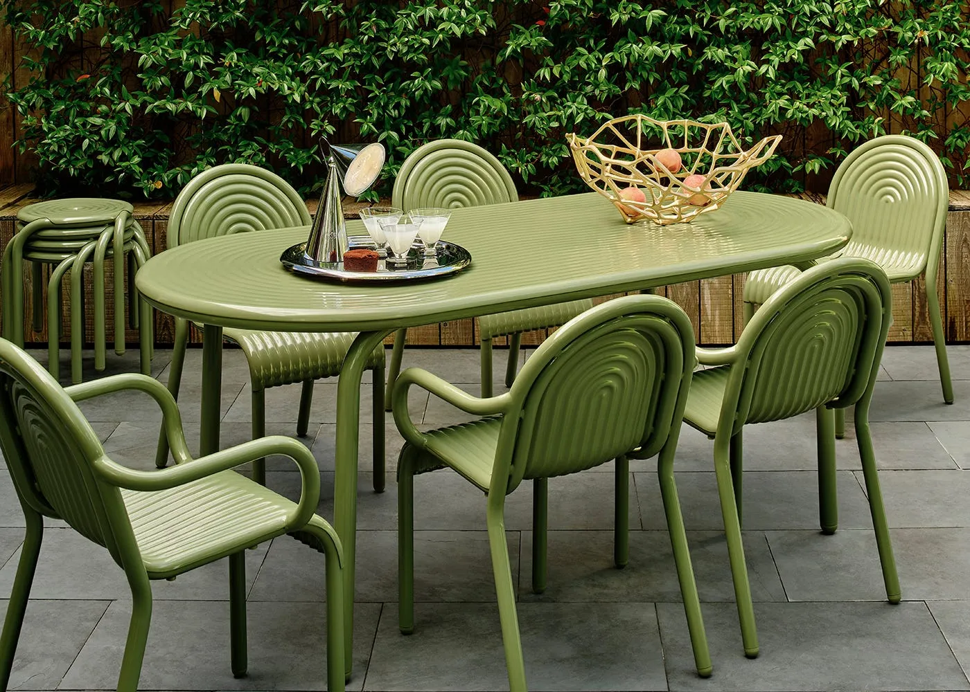 Tom Dixon Groove Outdoor Dining Table 185 x 85cm Moss 3