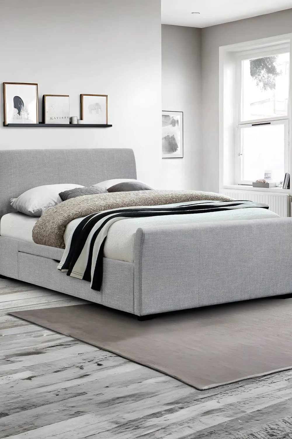 Julian Bowen Capri Upholstered Storage Bed with 2 Drawers in Grey