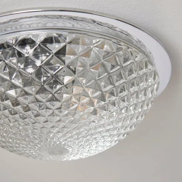 Tropic Faceted Dome Flush Bathroom Ceiling Light 3