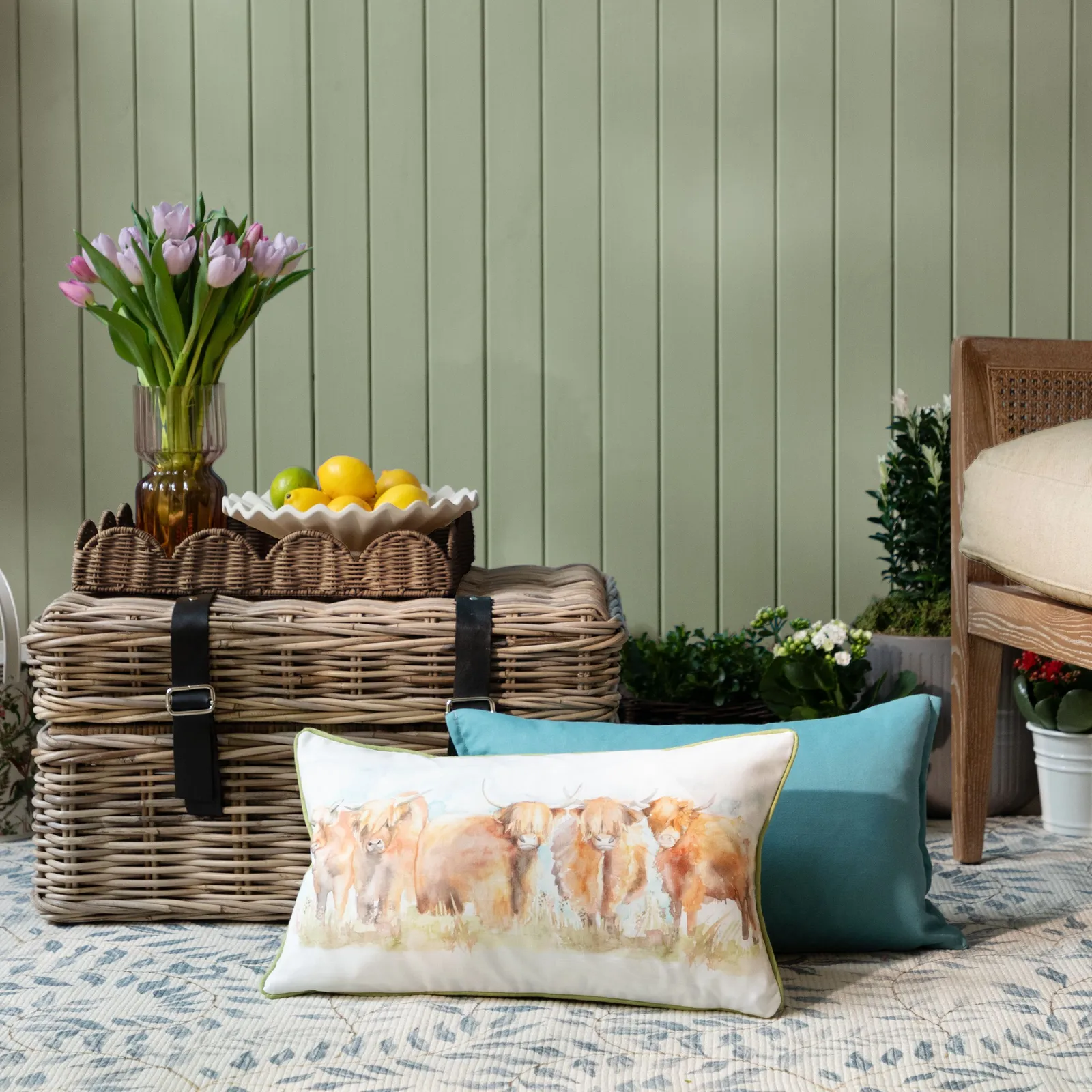 Voyage Maison Highland Cattle Reversible Piped Outdoor Cushion 6