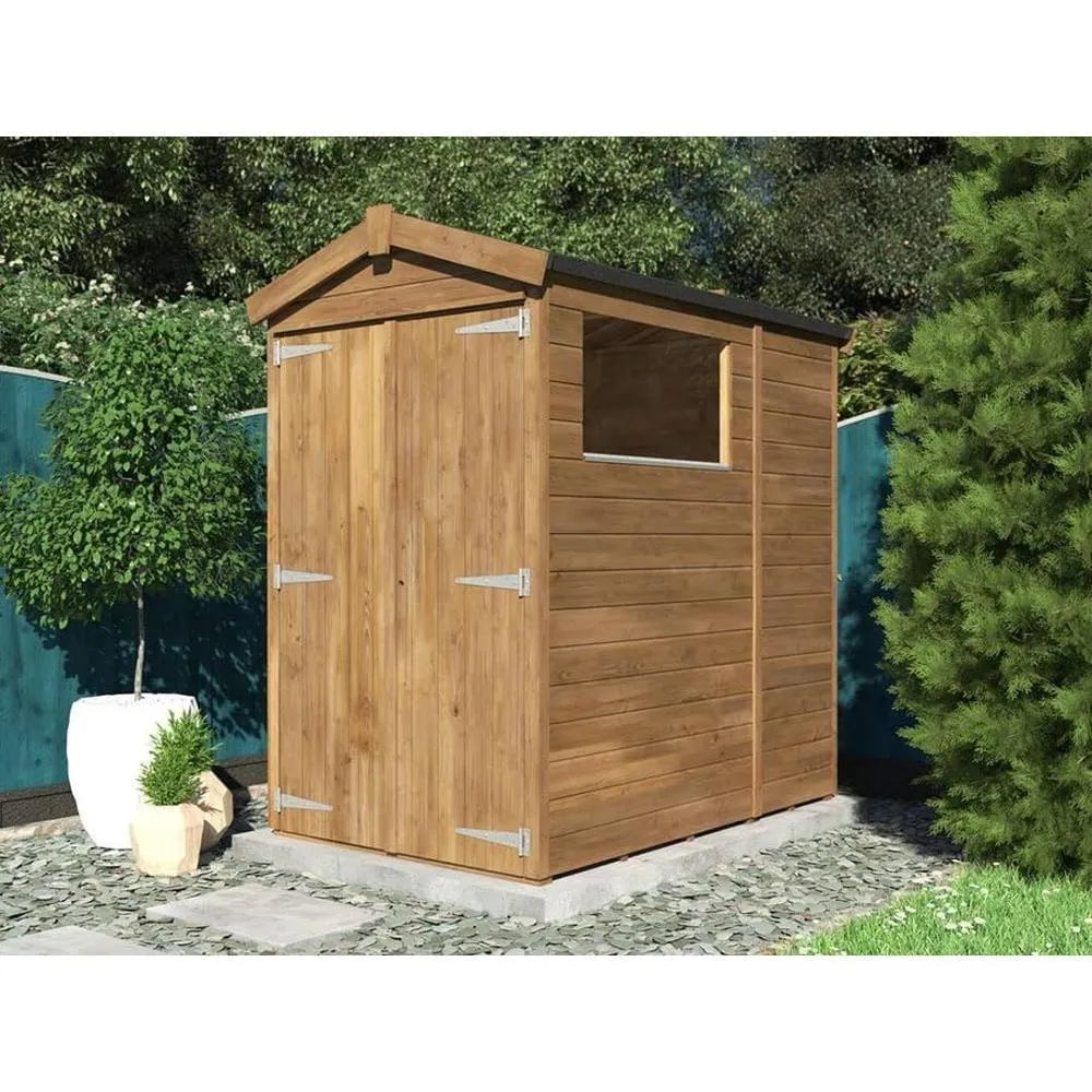 Dunster House Garden Shed 1.2 x 1.8m (4' x 6') 12mm Apex Window - Overlord Modular in Brown 2