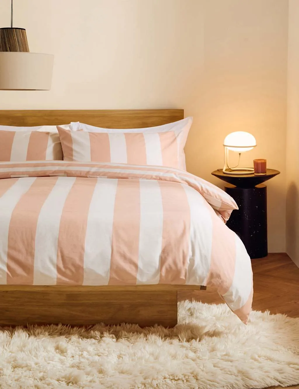 MADE Pure Cotton Donni Wide Stripe Bedding Set Pink