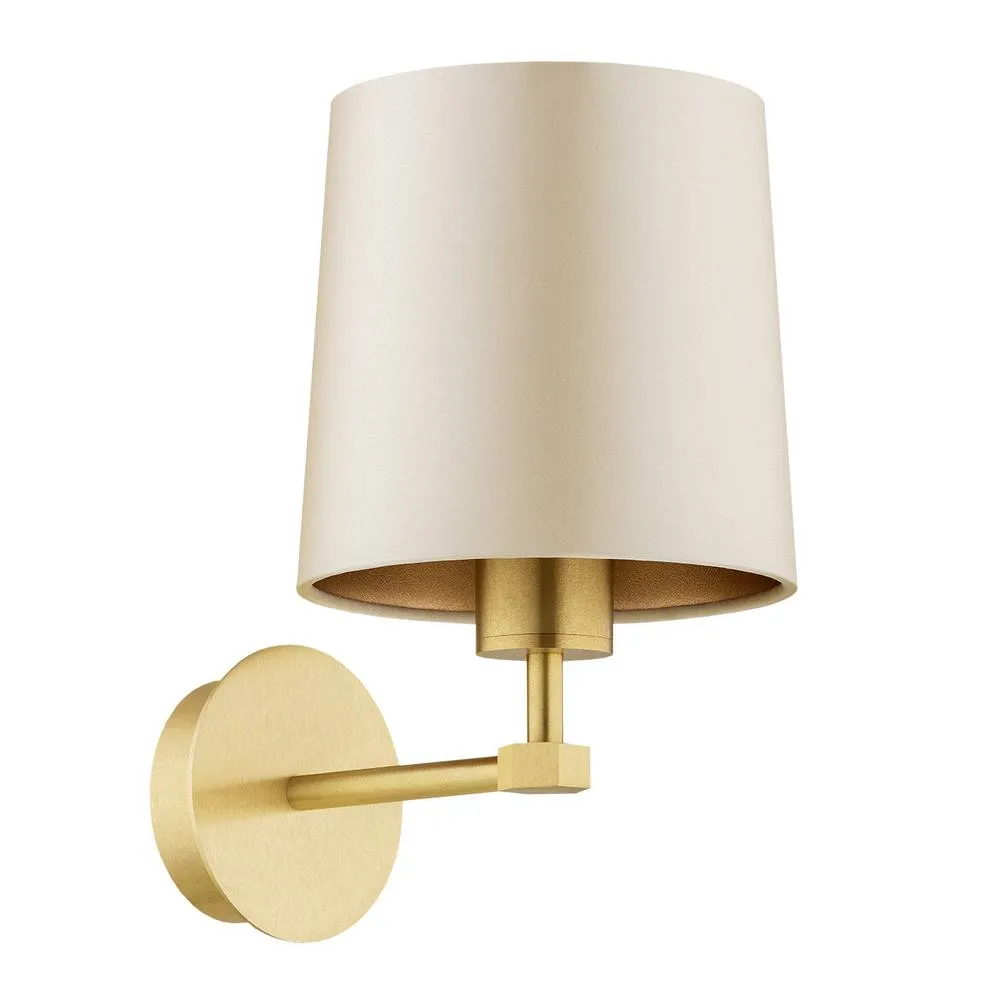 Netlighting Princeton Wall Lamp With Shade Beige (Gold Inside) Brushed Brass 2