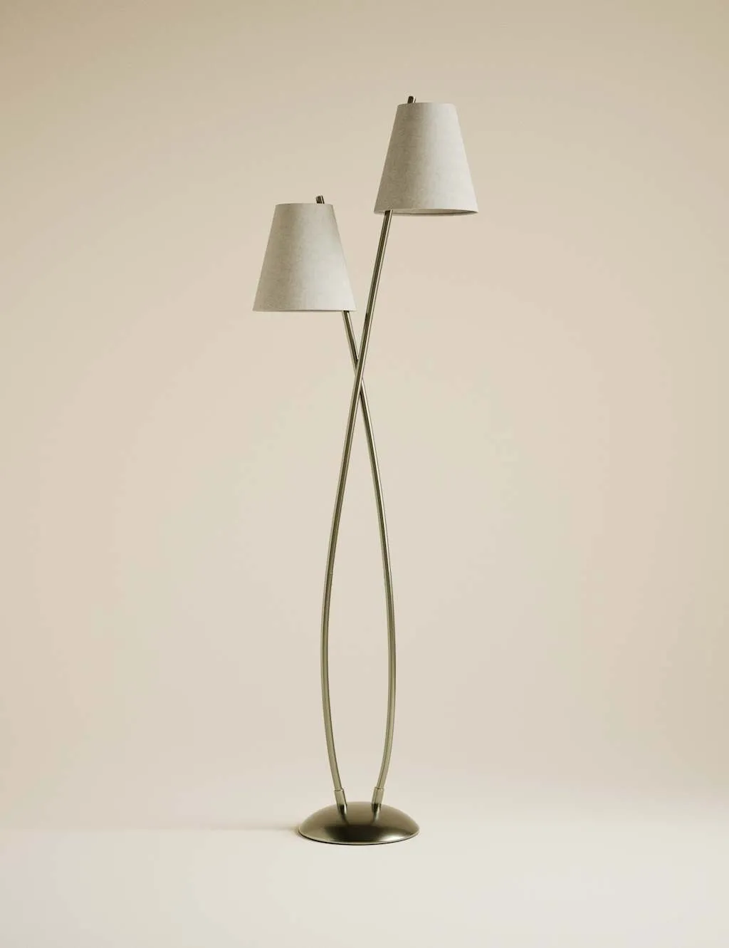 M&S Rechargeable Curved Double Floor Lamp Antique Brass