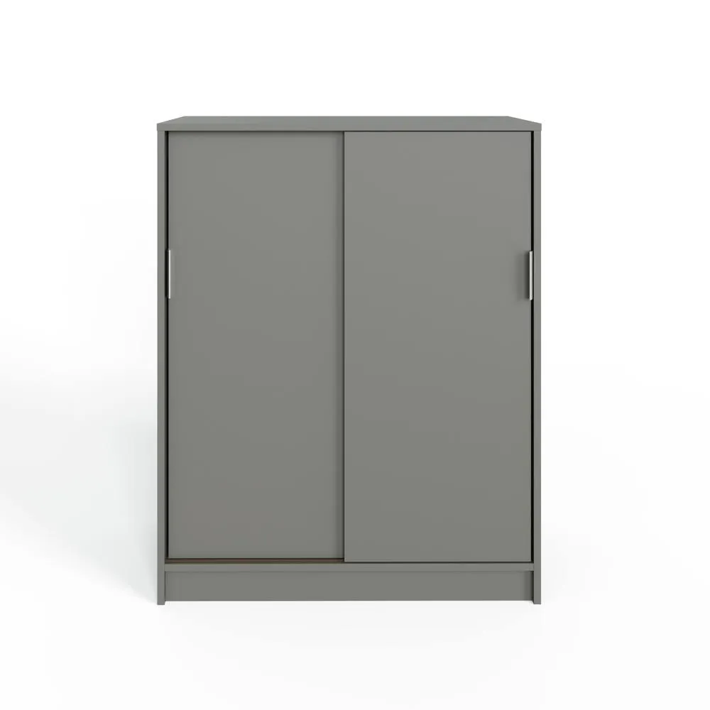 GFW Leighton Sliding Door Shoe Cabinet in Grey 4