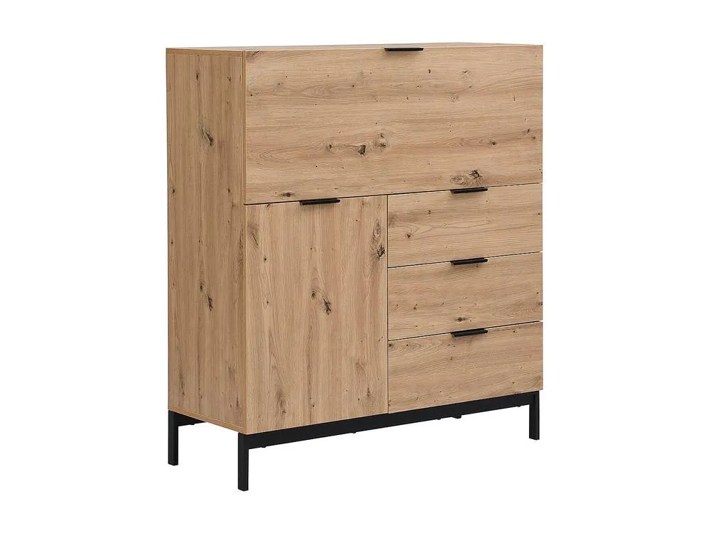 Vente-unique Secretary Desk With 2 Doors & 3 Drawers - MDF & Metal - Colour: in Light Oak 5