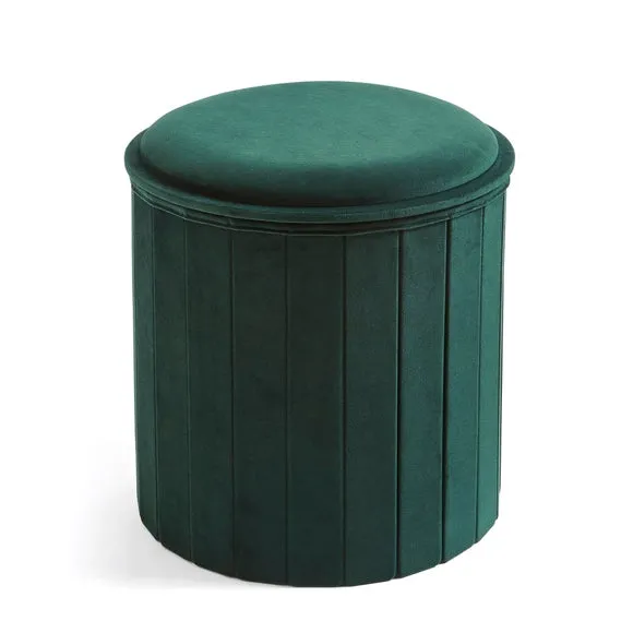 Round Ottoman with Tray, Velvet 3