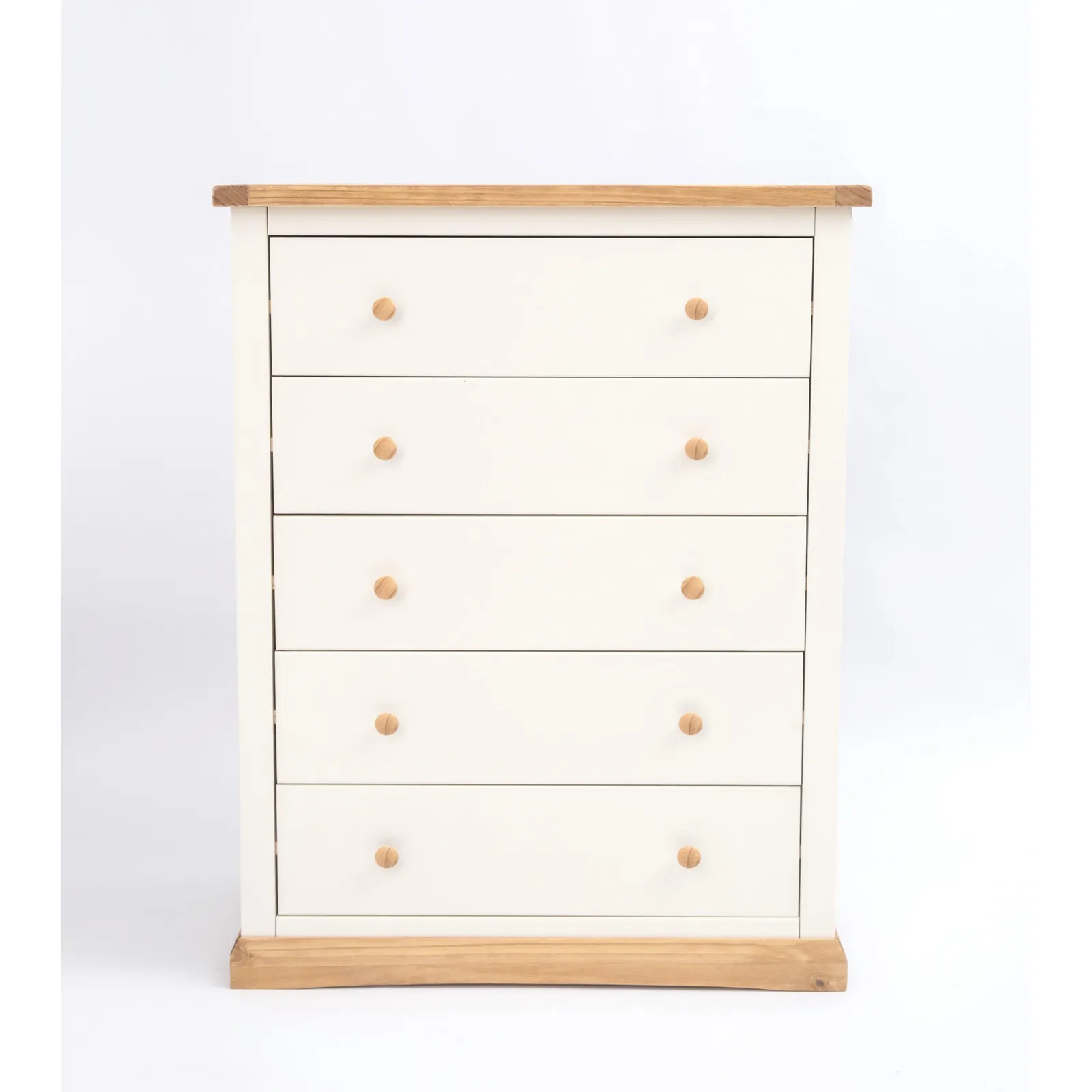 Cabinet Bits Trevi 5 Drawer Chest of Drawers Wood Knob in Off-White