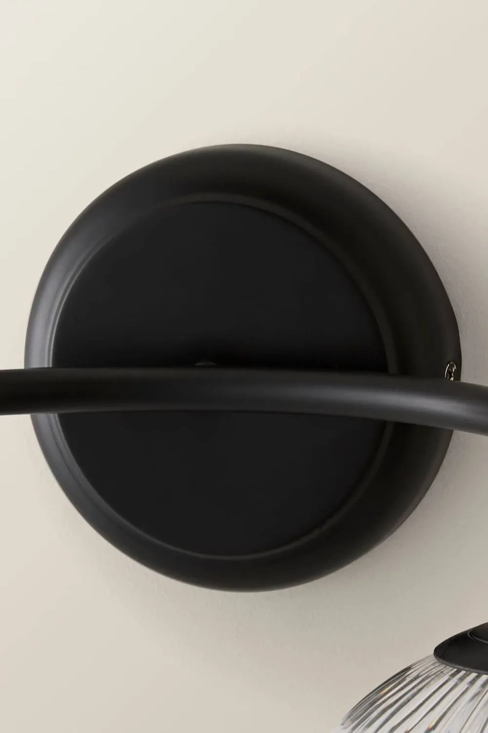 ValueLights Kempton Ribbed Glass Globe Shade 2 Arm Wall Light in Black 5
