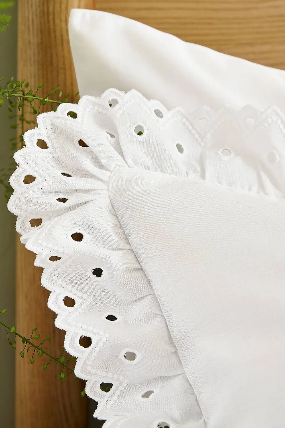 Helena Springfield 'Clara Embroidered Frill' Cotton Duvet Cover Set in White 5