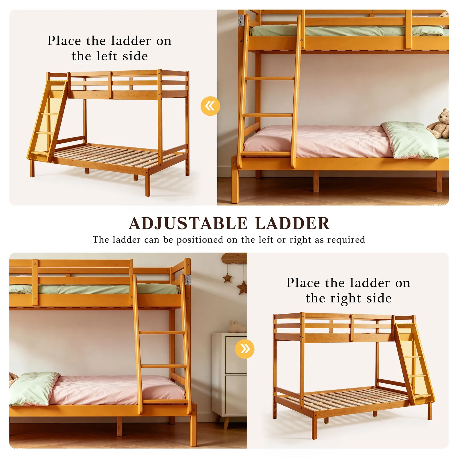 Comfy Living Ltd Wooden Triple Bunk 3ft/4ft In Various Colours in Light Brown 5