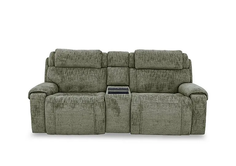 Hollywood Fabric 3 Seater Power Recliner Media Sofa with Power Headrests and Storage Arms - Olive Green
