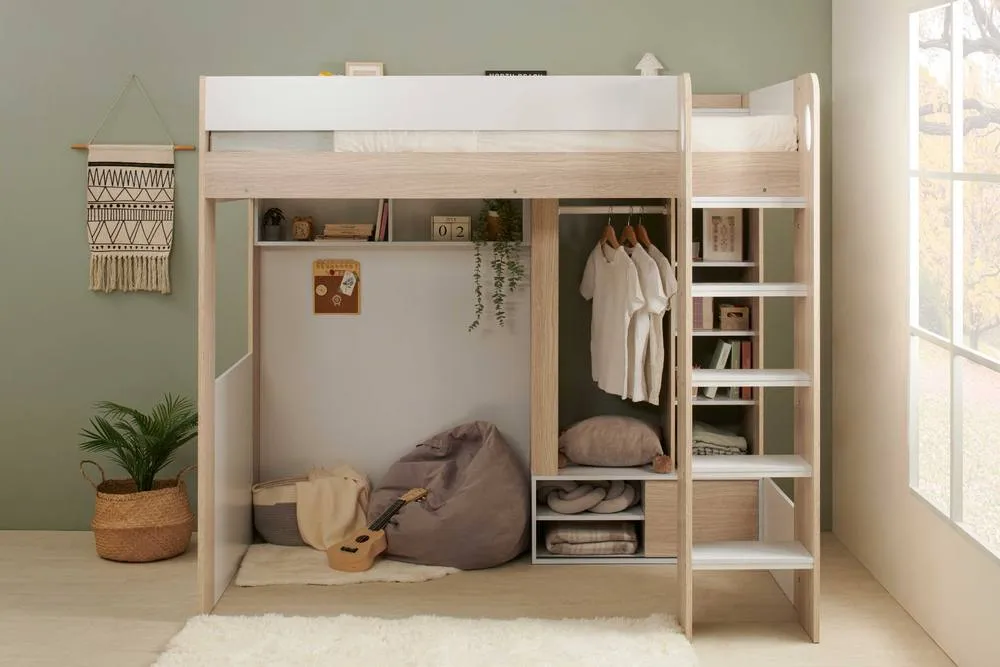 Flair Hampton High Sleeper Bed with Wardrobe in White 2