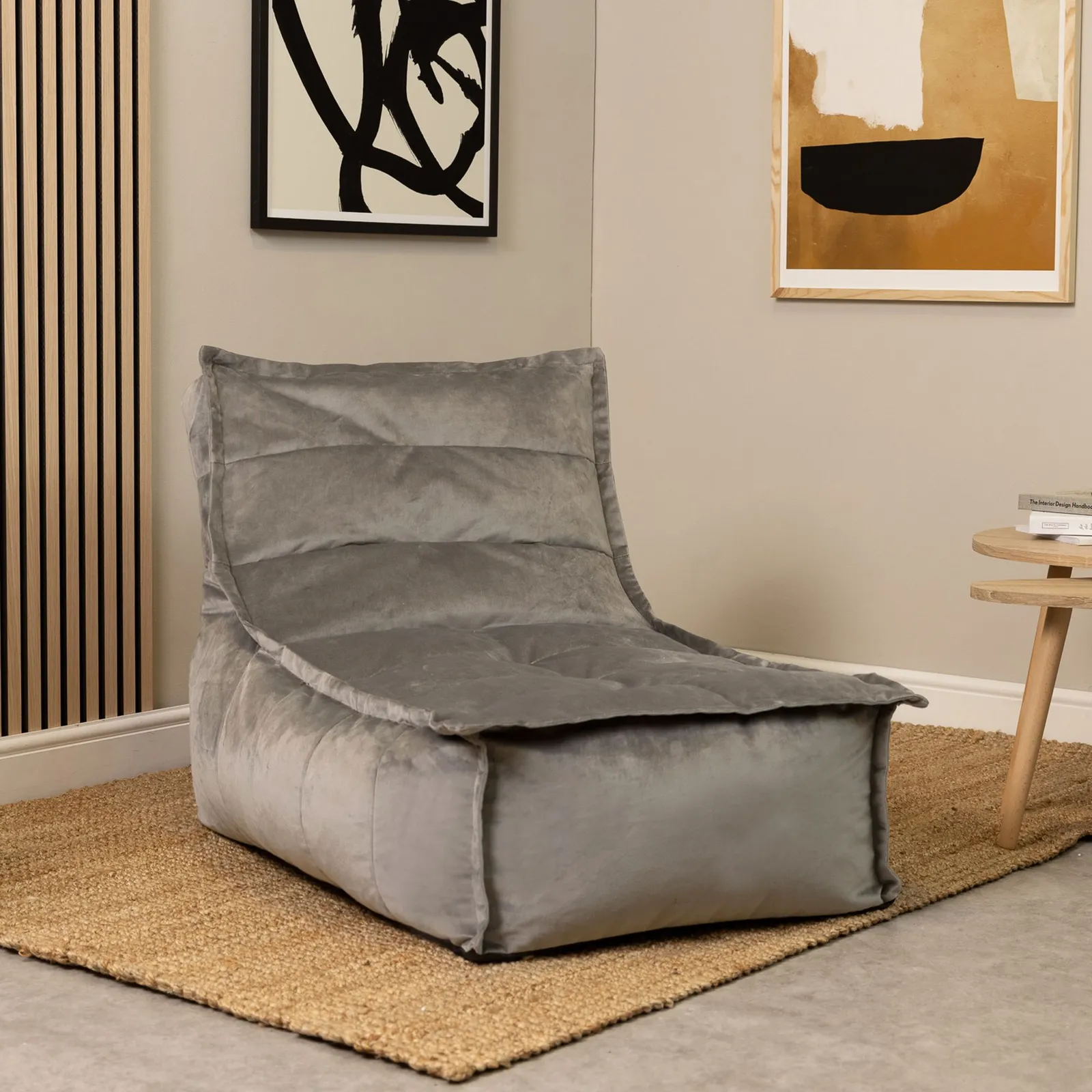 icon Dolce Lounger Bean Bag Ochre Yellow Velvet Bean Bag Chair in Charcoal