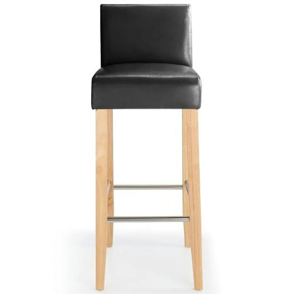 netfurniture Stenory Black Padded Kitchen Breakfast Bar Stool Wooden Frame & Legs 2