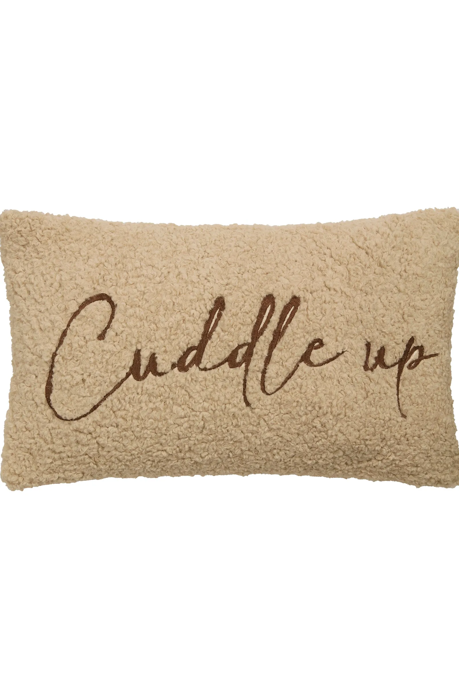 Fusion 'Cuddle up' Textured Embroidered Rectangular Filled Cushion in Natural 2