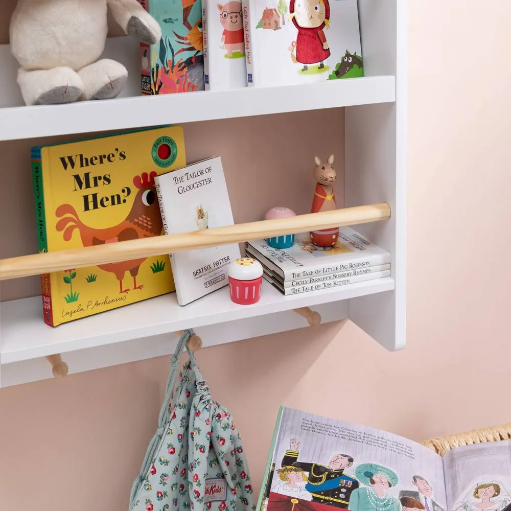 Nöa and Nani Elene Display 3 Tier Shelf Bookcase Wall Mounted & Coathook in White 3