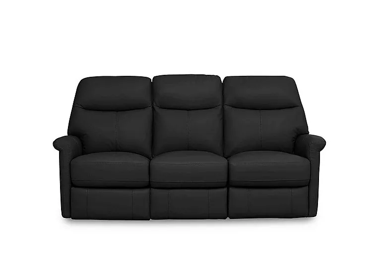 Compact Collection Lille 3 Seater Leather Sofa - Classic Black
