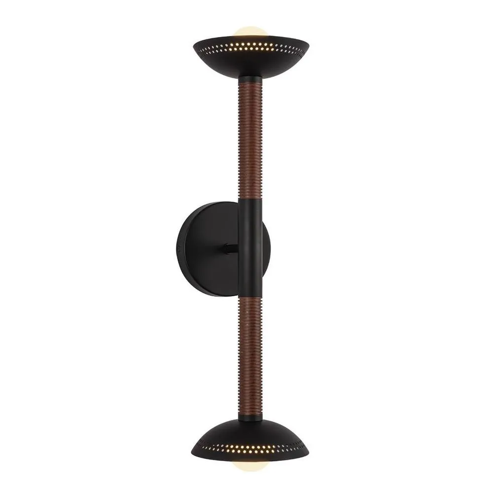 Netlighting Arden Up Down Wall Light Matte Black Walnut Wood Veneer 3000K