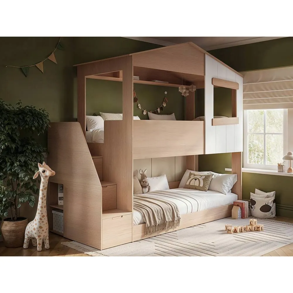 Flair Dreamland House Staircase Bunk Bed in Brown