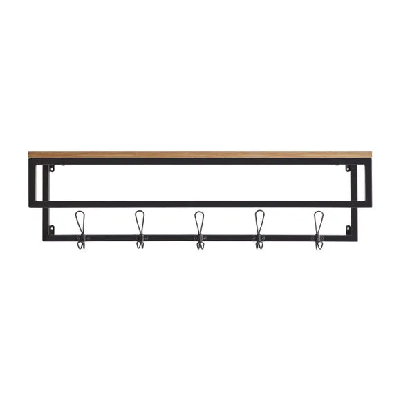 Fulton Wall Shelf with Hooks Pine 4