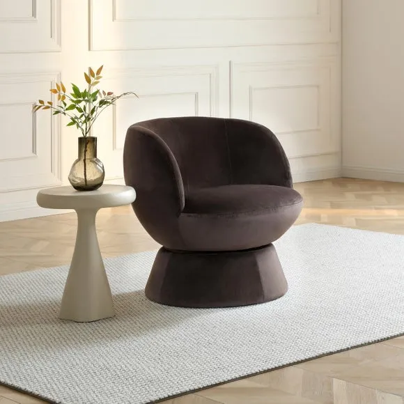 Tulip Velvet Curved Swivel Accent Chair