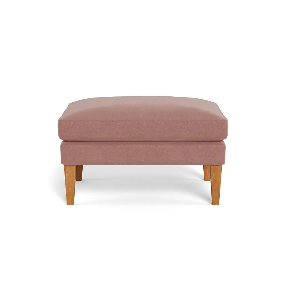 Heal's Wallis Ottoman Smart Luxe Velvet Dusky Pink Stained Oak Feet