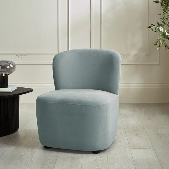 Return - Lunetta Chenille Armless Accent Chair, Riviera Blue