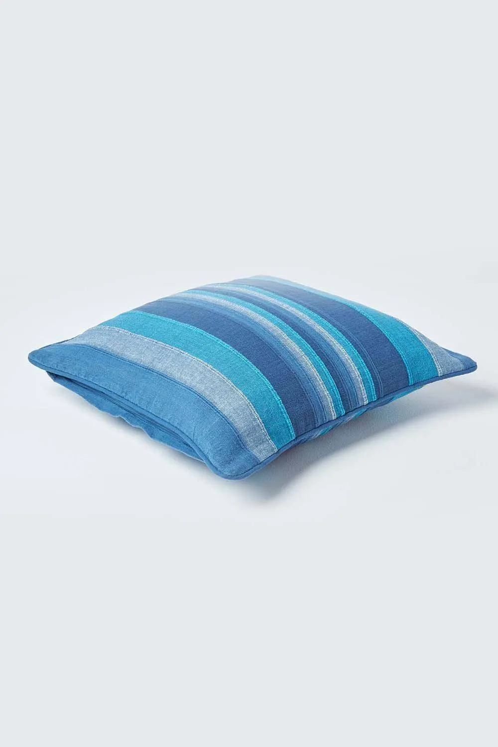 Homescapes Cotton Striped Morocco Cushion Cover in Blue 3