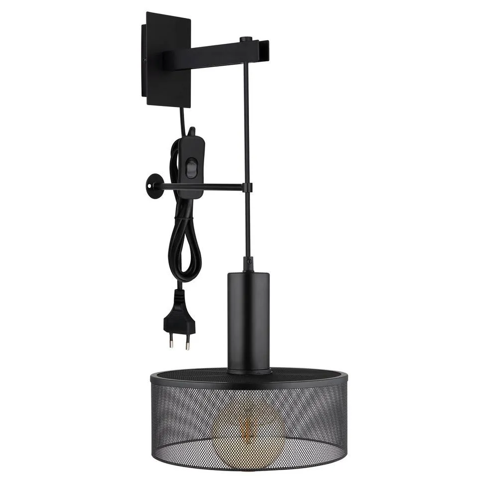 Netlighting Jedd 25cm Wall Lamp Matt Black 1x E27 2