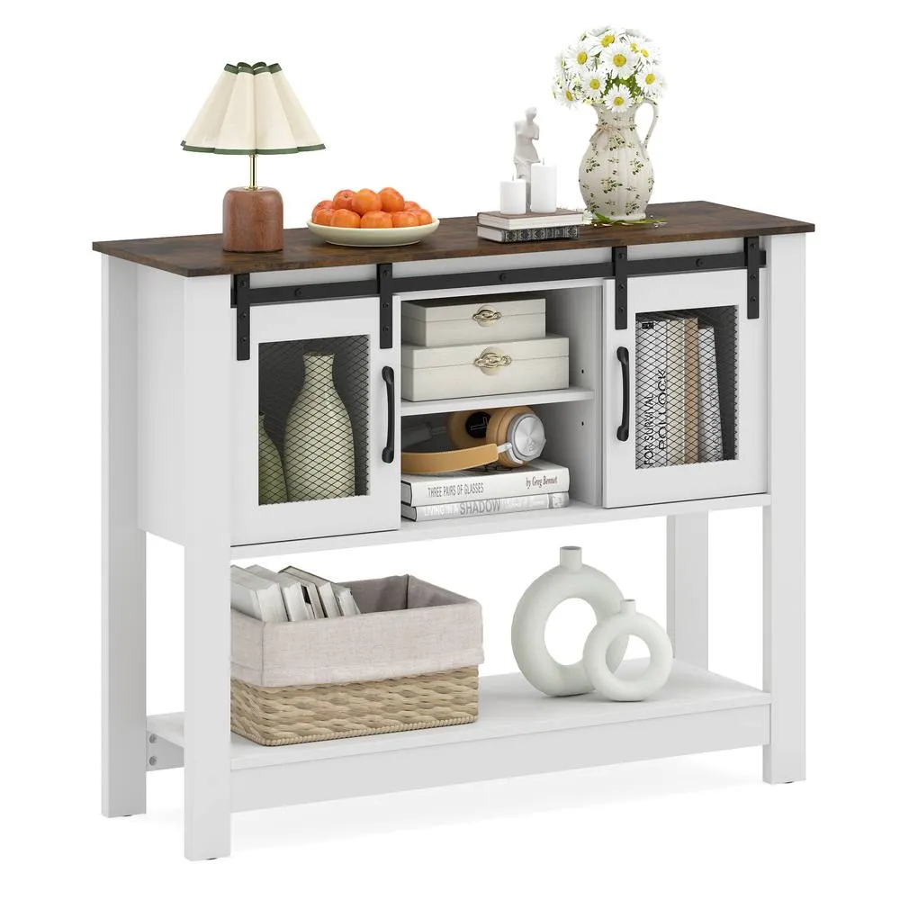 Costway Entryway Table w/ Barn Sliding Doors Console Table w/ Adjustable Shelf 2