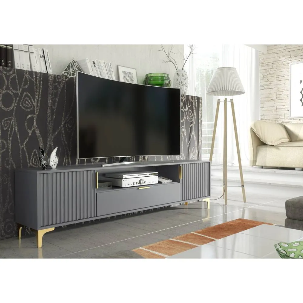 Creative Furniture Tide Crest TV Unit 200cm - Dark Grey & Gold 2