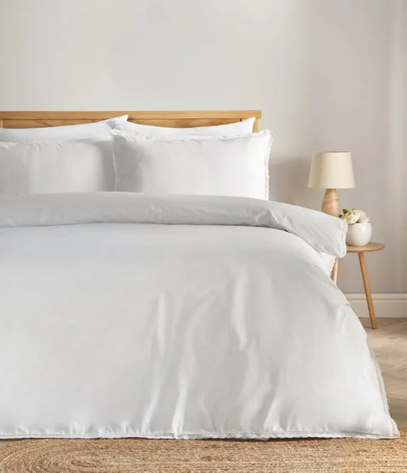 Pure Cotton Lace Duvet Cover & Pillowcase Set 1